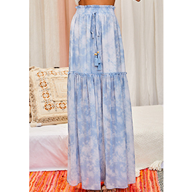 This amazing long skirt features blue sky tie dye print that it will make you feel like walking on cloud 9!