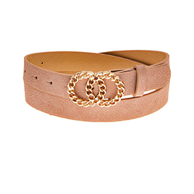 Double circled chained buckle belt. Width: 1.1/4 inches