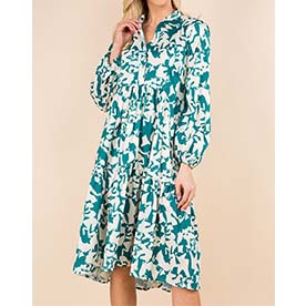 Floral printed dress with vneck and bittoned down, featuring swing skirt. Wear to work or play, it is dressy and fun.