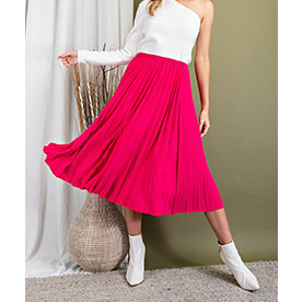 This pleated midi skirt will take you anywhere, dress up or down. Try some trendy sneakers and a demin jacket, you will love it.