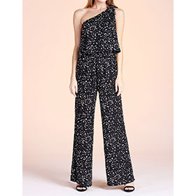 Jump into this super cute One Shoulder Jumpsuit and style with a thin or thick belt to flatter your shape.