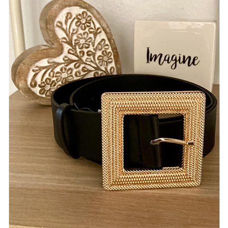 Alls Boutique - Square Buckle Belt Black