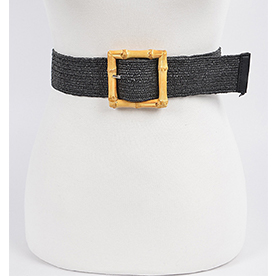 Straw belt with bamboo buckle. Width: 2 Inches. Length: 37 Inches. 