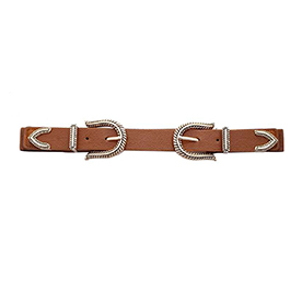 Western Style Elastic Belt. Gold and Camel. Width: 1 Inch.